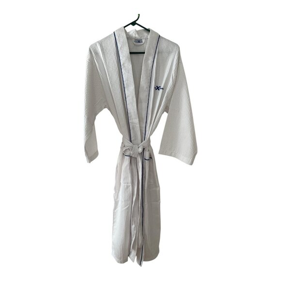 Celebrity Cruises White Waffle Weave Robe Baltic Linen Cotton Blend Belted Spa B - Picture 1 of 6